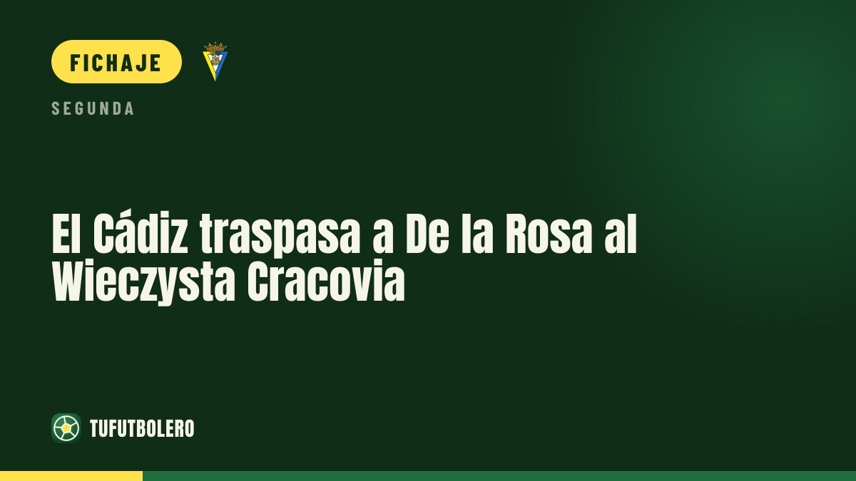 El Cádiz traspasa a De la Rosa al Wieczysta Cracovia