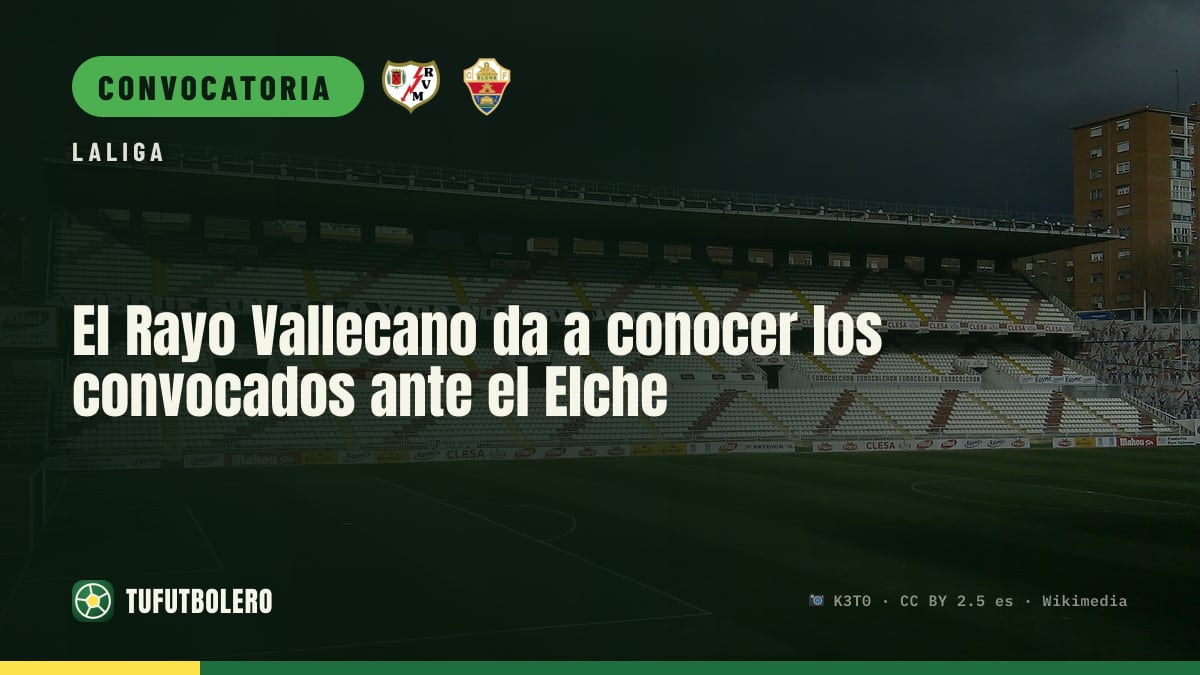 El Rayo Vallecano da a conocer los convocados ante el Elche