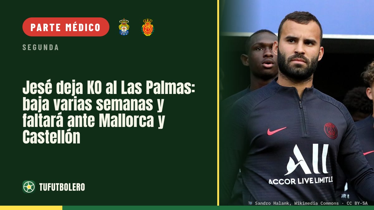 Jesé deja KO al Las Palmas: baja varias semanas y faltará ante Mallorca y Castellón