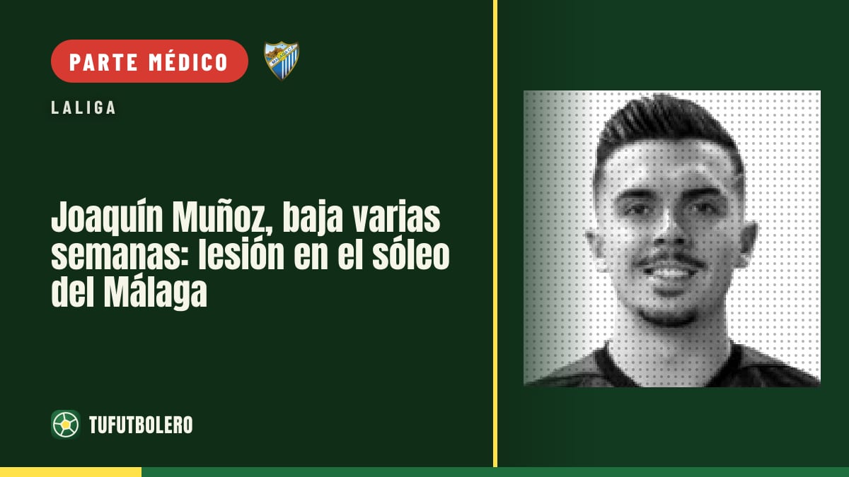 Joaquín Muñoz, baja varias semanas: lesión en el sóleo del Málaga