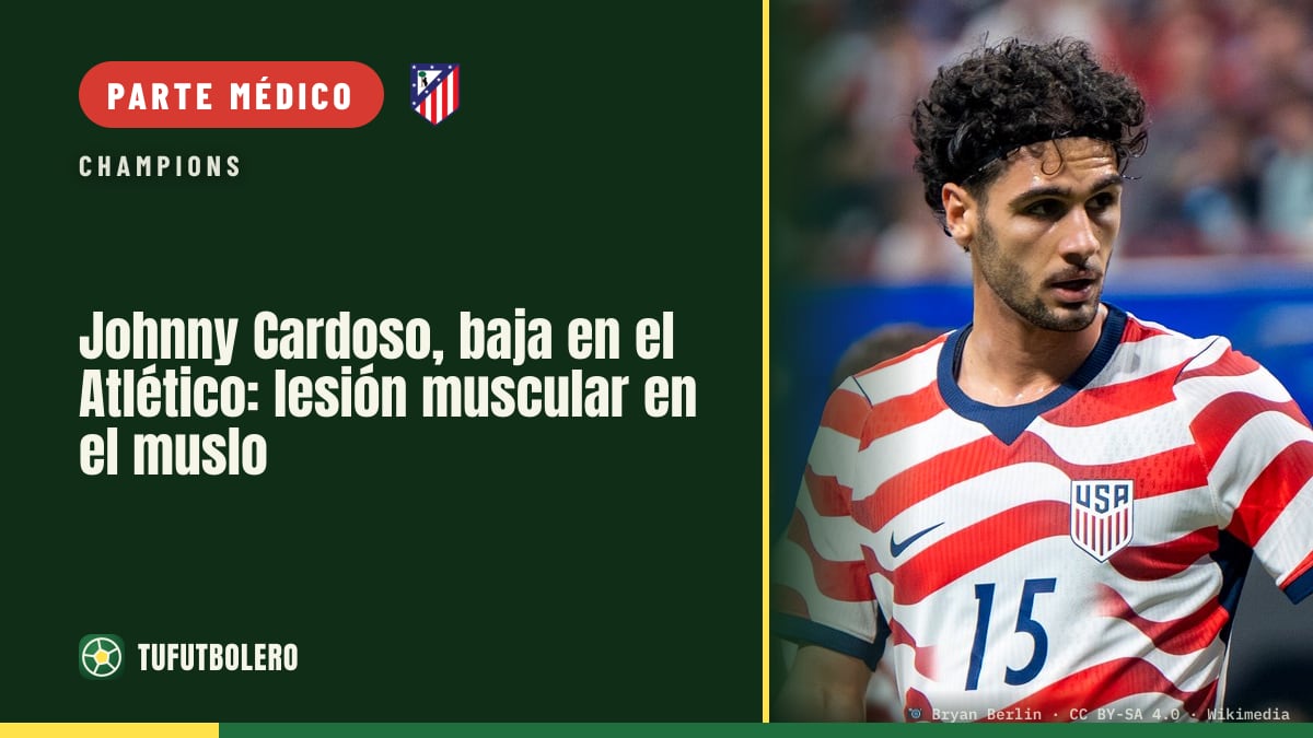 Johnny Cardoso, baja en el Atlético: lesión muscular en el muslo