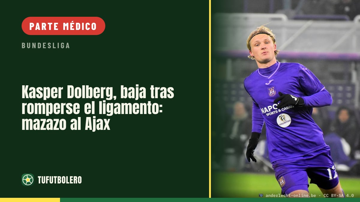 Kasper Dolberg, baja tras romperse el ligamento: mazazo al Ajax