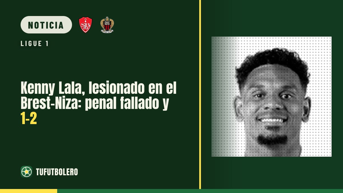 Kenny Lala, lesionado en el Brest-Niza: penal fallado y 1-2