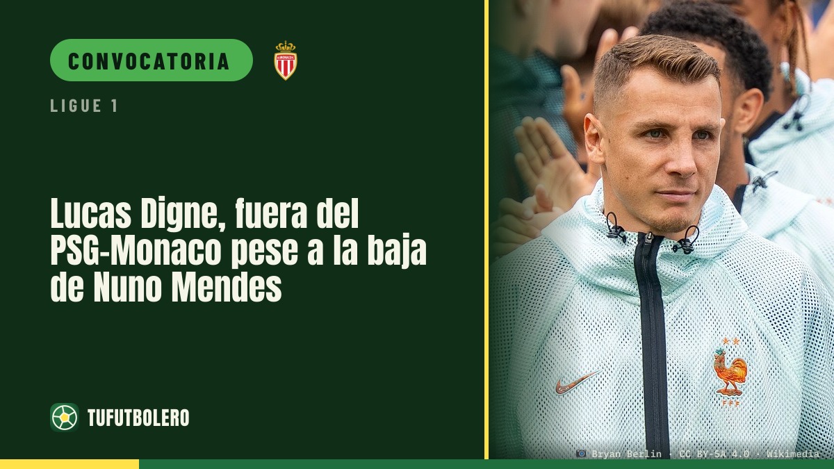 Lucas Digne, fuera del PSG-Monaco pese a la baja de Nuno Mendes