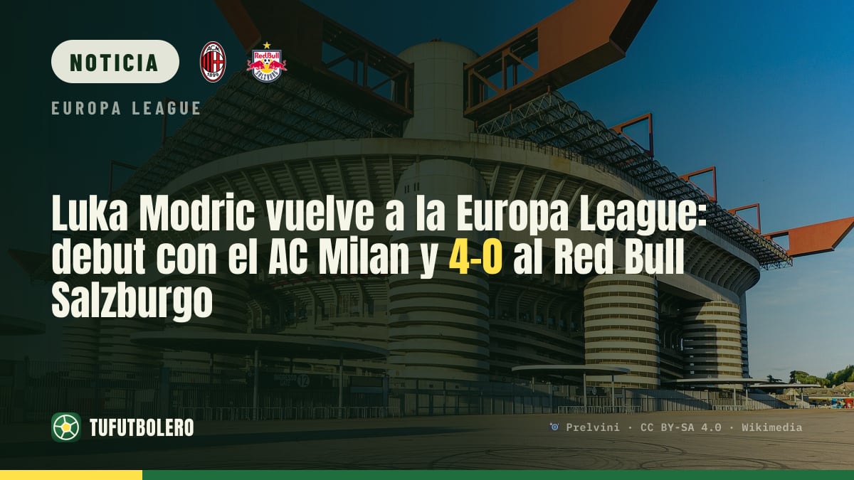 Luka Modric vuelve a la Europa League: debut con el AC Milan y 4-0 al Red Bull Salzburgo