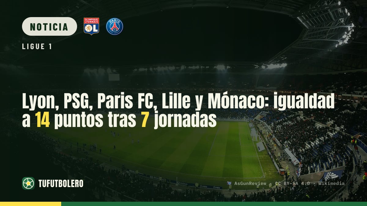 Lyon, PSG, Paris FC, Lille y Mónaco: igualdad a 14 puntos tras 7 jornadas