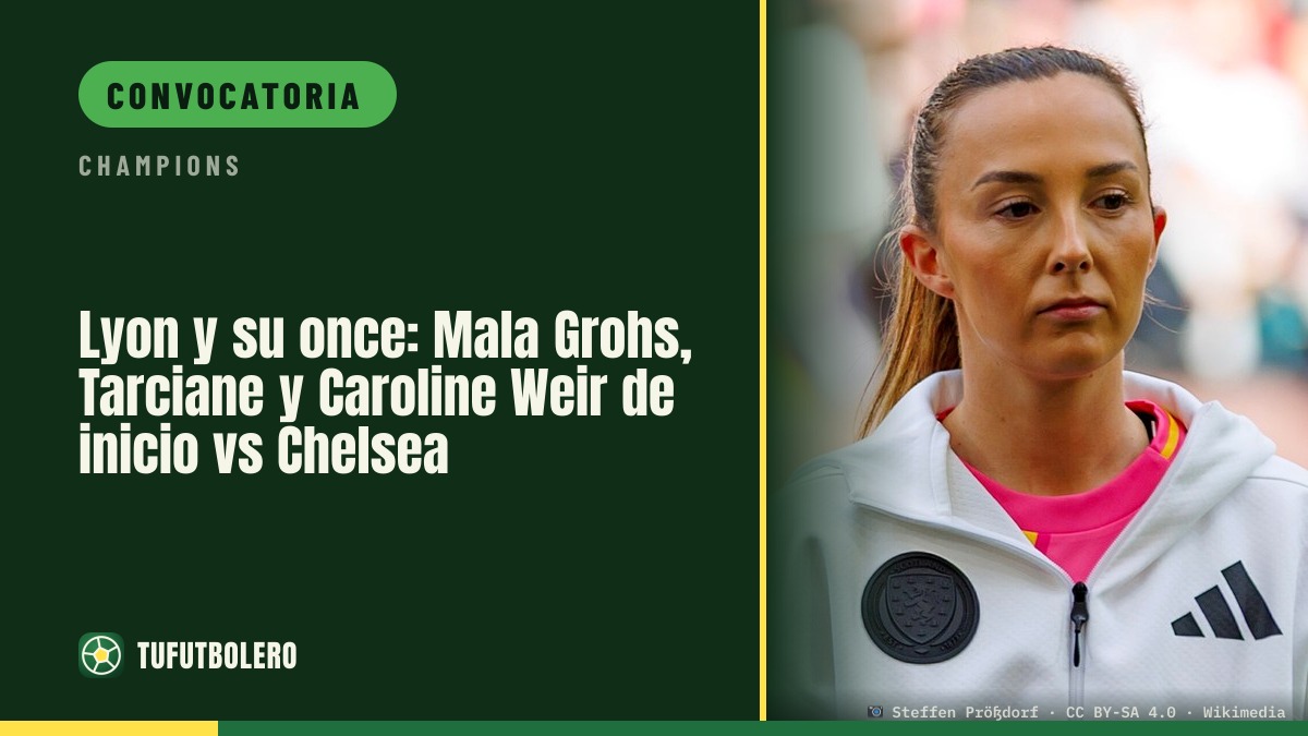 Lyon y su once: Mala Grohs, Tarciane y Caroline Weir de inicio vs Chelsea