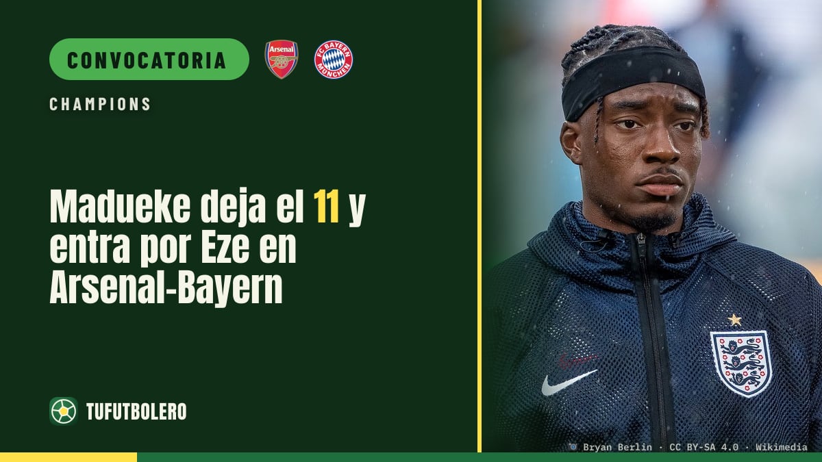 Madueke deja el 11 y entra por Eze en Arsenal-Bayern