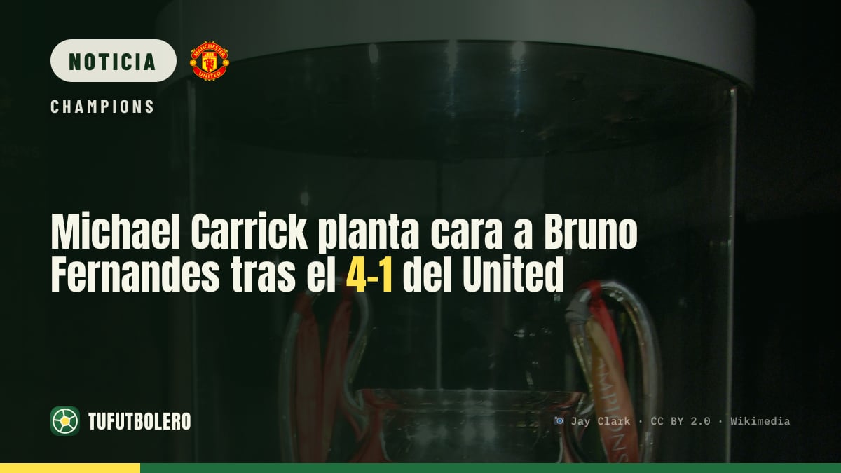 Michael Carrick planta cara a Bruno Fernandes tras el 4-1 del United