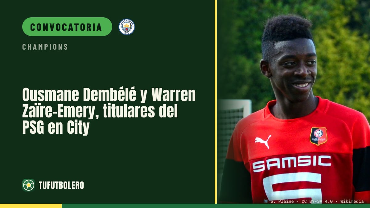 Ousmane Dembélé y Warren Zaïre-Emery, titulares del PSG en City