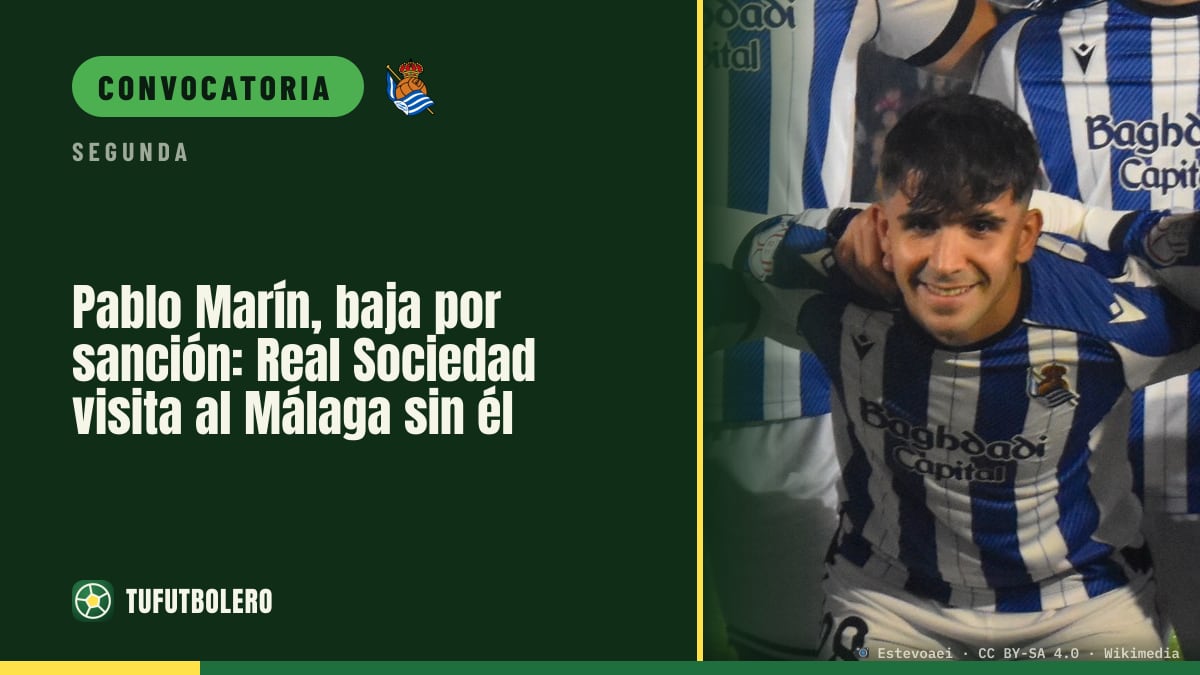 Pablo Marín, baja por sanción: Real Sociedad visita al Málaga sin él