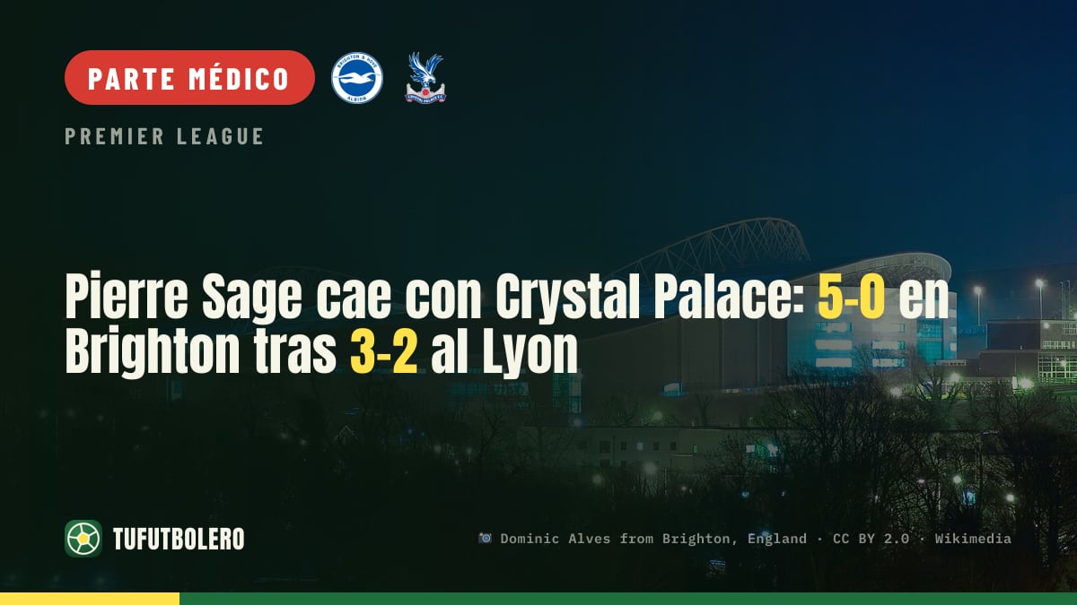 Pierre Sage cae con Crystal Palace: 5-0 en Brighton tras 3-2 al Lyon