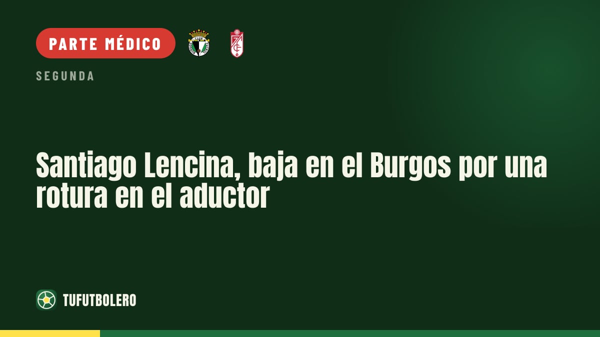 Santiago Lencina, baja en el Burgos por una rotura en el aductor