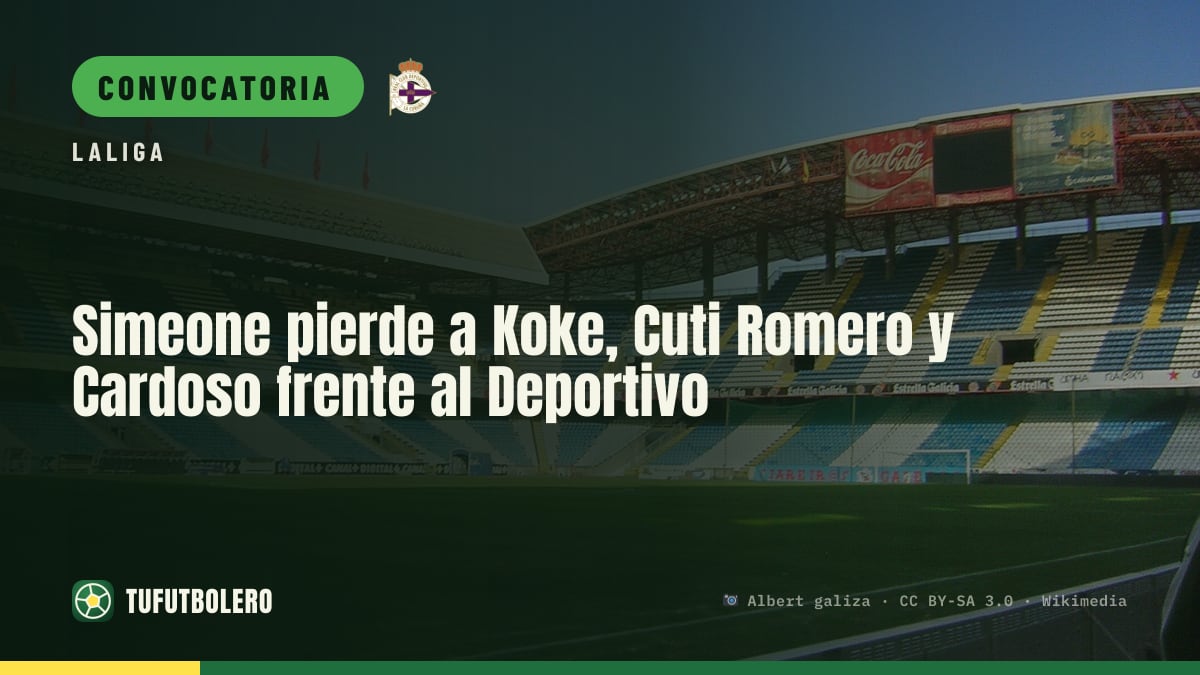 Simeone pierde a Koke, Cuti Romero y Cardoso frente al Deportivo