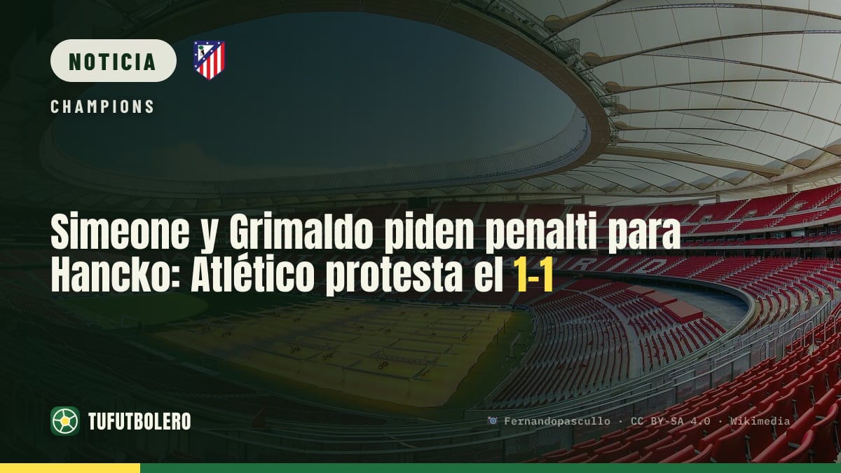 Simeone y Grimaldo piden penalti para Hancko: Atlético protesta el 1-1