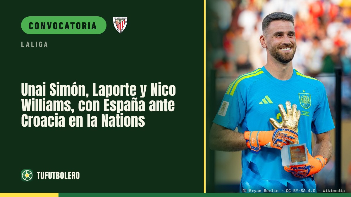 Unai Simón, Laporte y Nico Williams, con España ante Croacia en la Nations