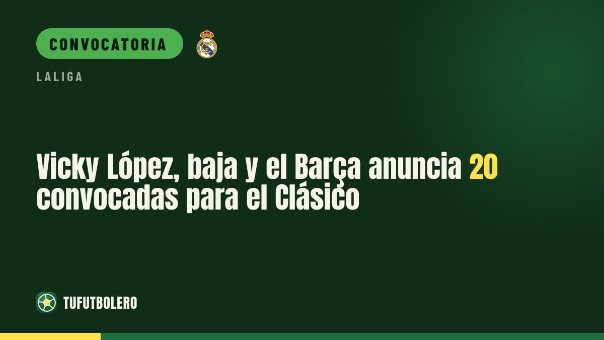 Vicky López, baja y el Barça anuncia 20 convocadas para el Clásico