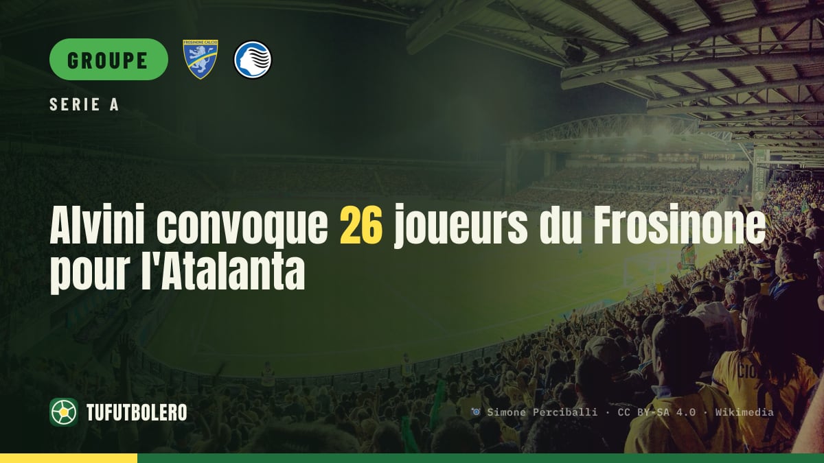 Alvini convoque 26 joueurs du Frosinone pour l'Atalanta