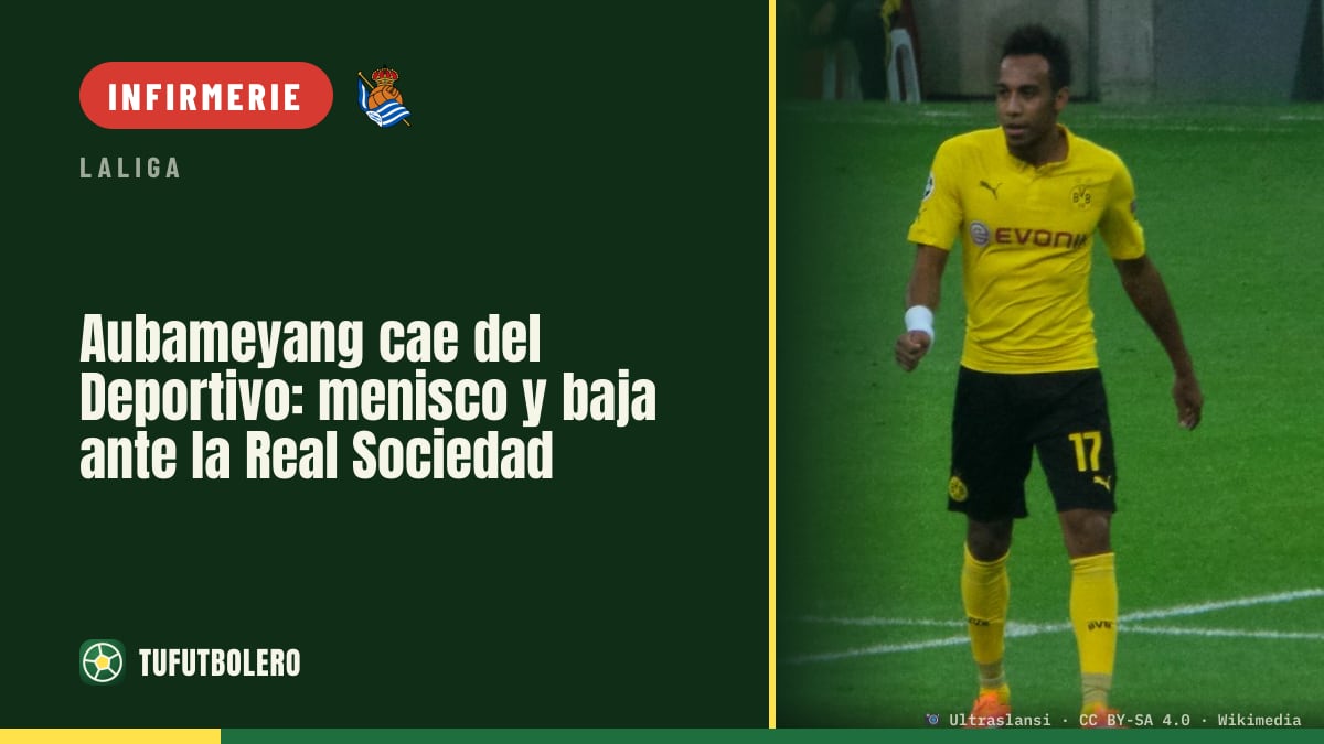 Aubameyang absent du Deportivo : opération du ménisque contre la Real Sociedad