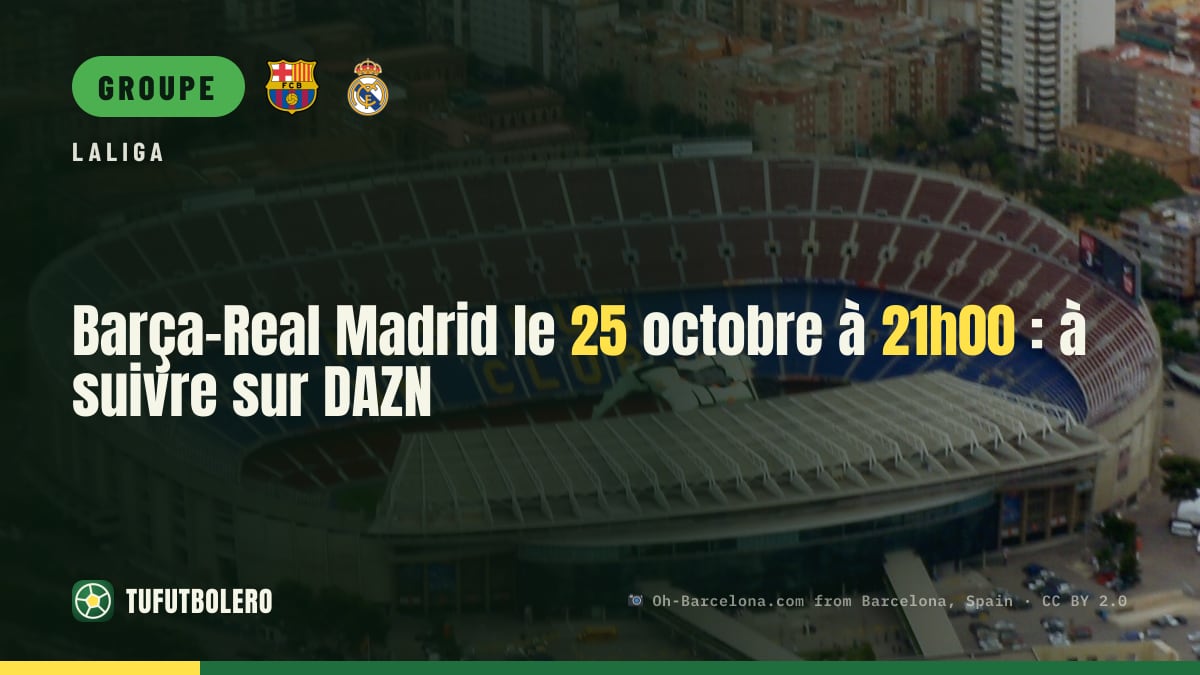 Barça-Real Madrid le 25 octobre à 21h00 : à suivre sur DAZN