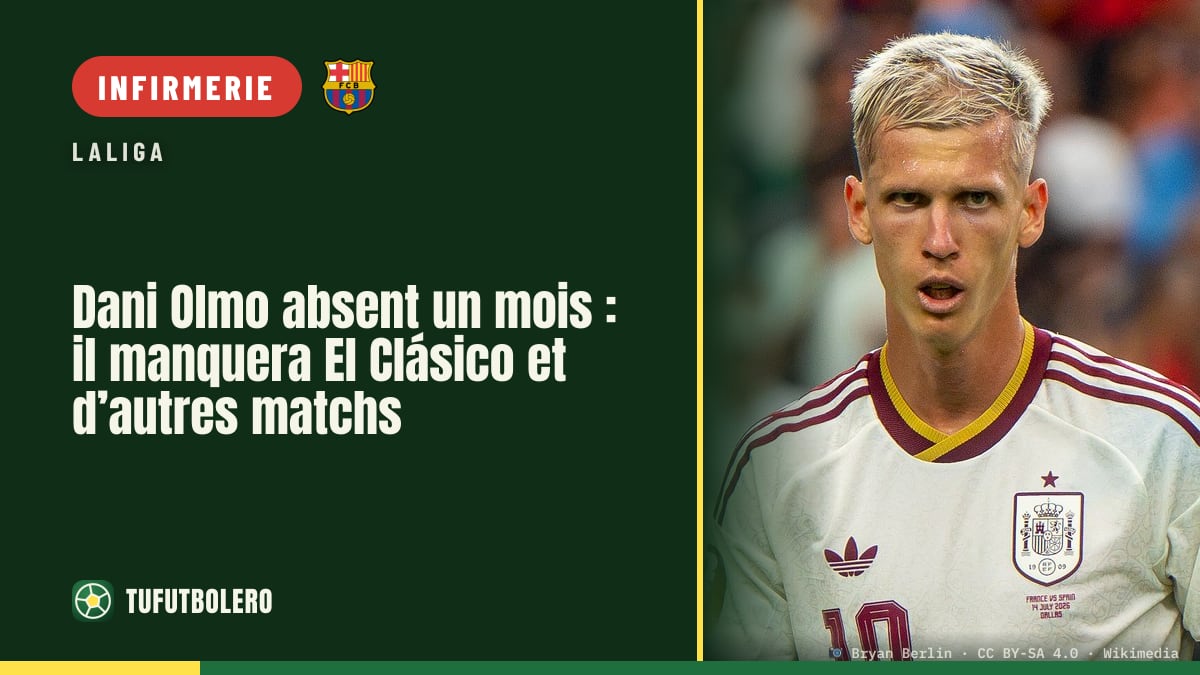 Dani Olmo absent un mois : il manquera El Clásico et d’autres matchs
