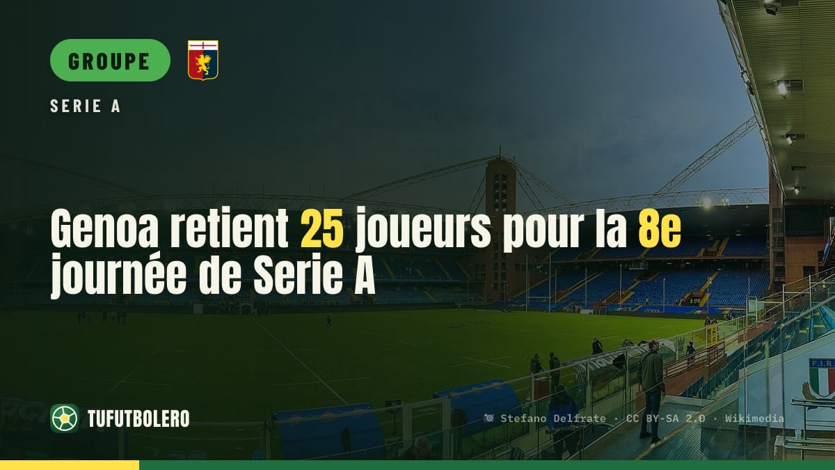 Genoa retient 25 joueurs pour la 8e journée de Serie A