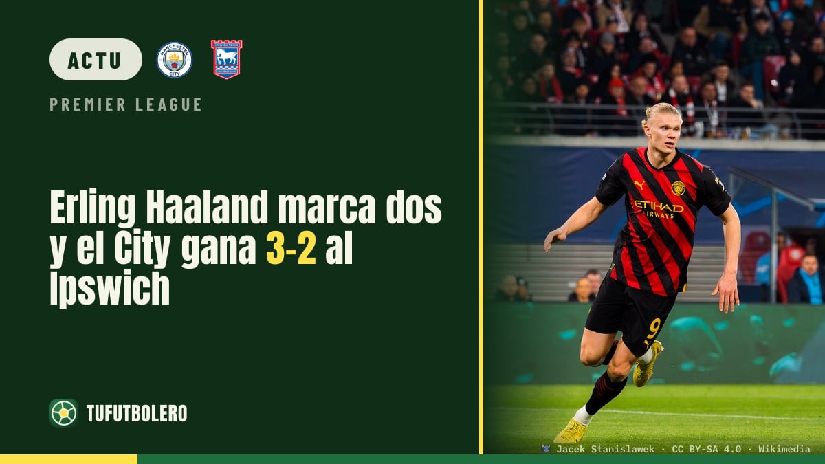 Erling Haaland double buteur : City bat l’Ipswich 3-2