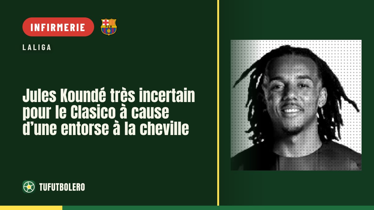 Jules Koundé très incertain pour le Clasico à cause d’une entorse à la cheville