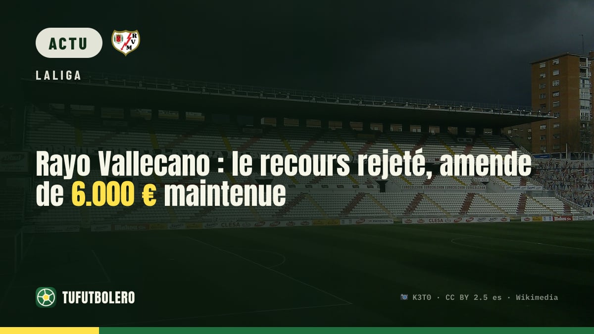 Rayo Vallecano : le recours rejeté, amende de 6.000 € maintenue