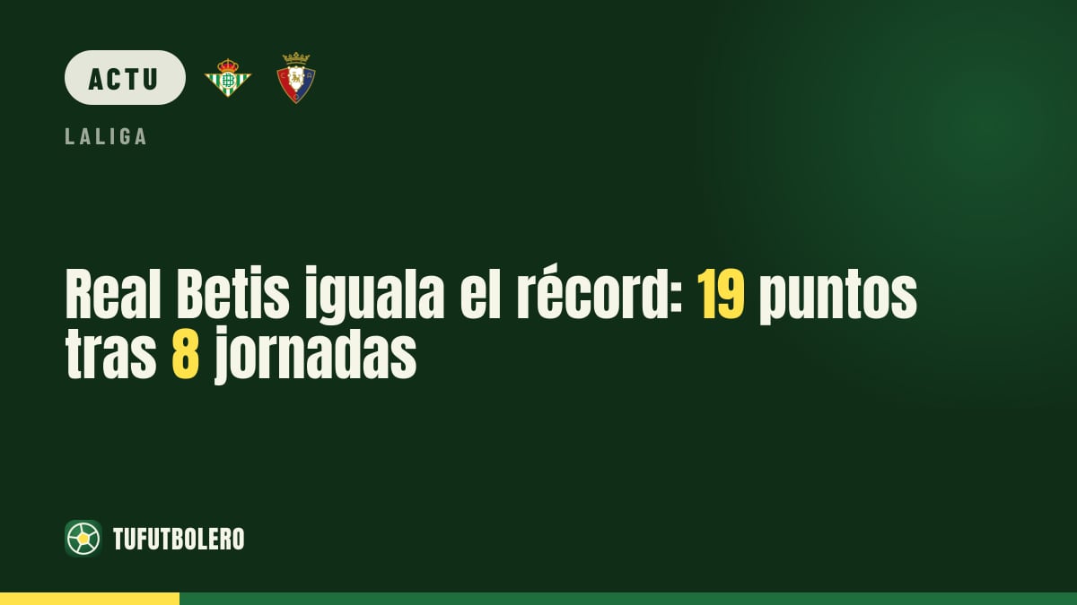 Le Betis égale son record: 19 points après 8 journées