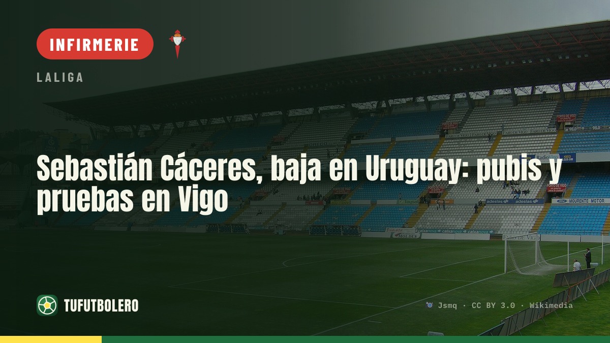 Sebastián Cáceres quitte l’Uruguay : problème au pubis, tests à Vigo