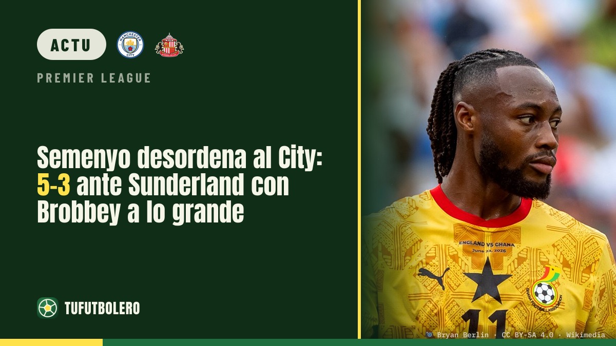 Semenyo fait dérailler le City: 5-3 face au Sunderland, Brobbey en feu