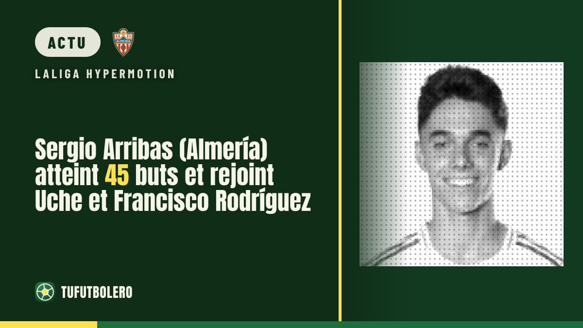 Sergio Arribas (Almería) atteint 45 buts et rejoint Uche et Francisco Rodríguez