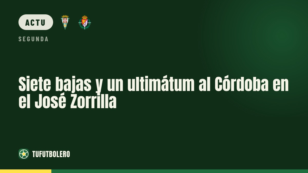 Sept absences et ultimatum attendu pour le Córdoba à José Zorrilla