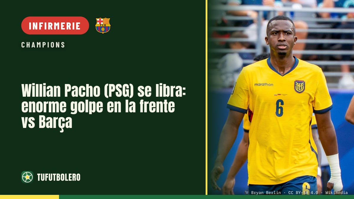 Willian Pacho (PSG) s’en sort: énorme bosse au front contre le Barça
