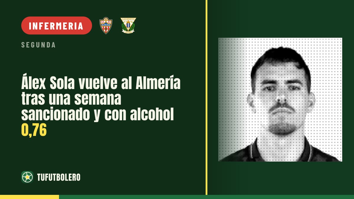 Álex Sola torna ad allenarsi con l’Almería dopo una settimana di squalifica