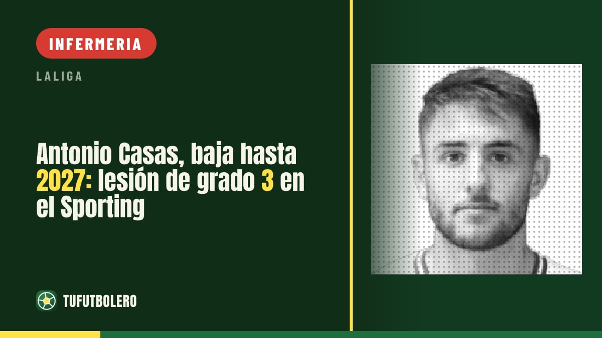 Antonio Casas in out fino al 2027: infortunio di grado 3 con lo Sporting
