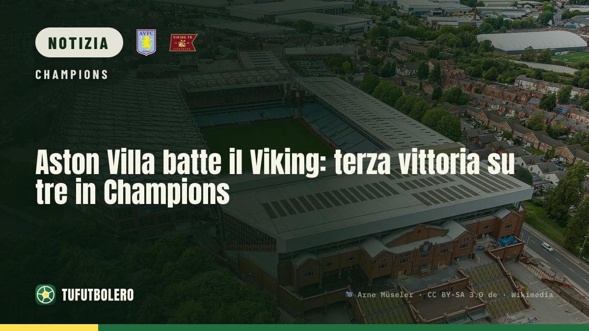 Aston Villa batte il Viking: terza vittoria su tre in Champions