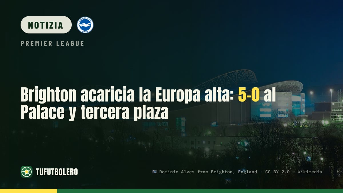 Brighton punta l’Europa: 5-0 al Palace e terzo posto