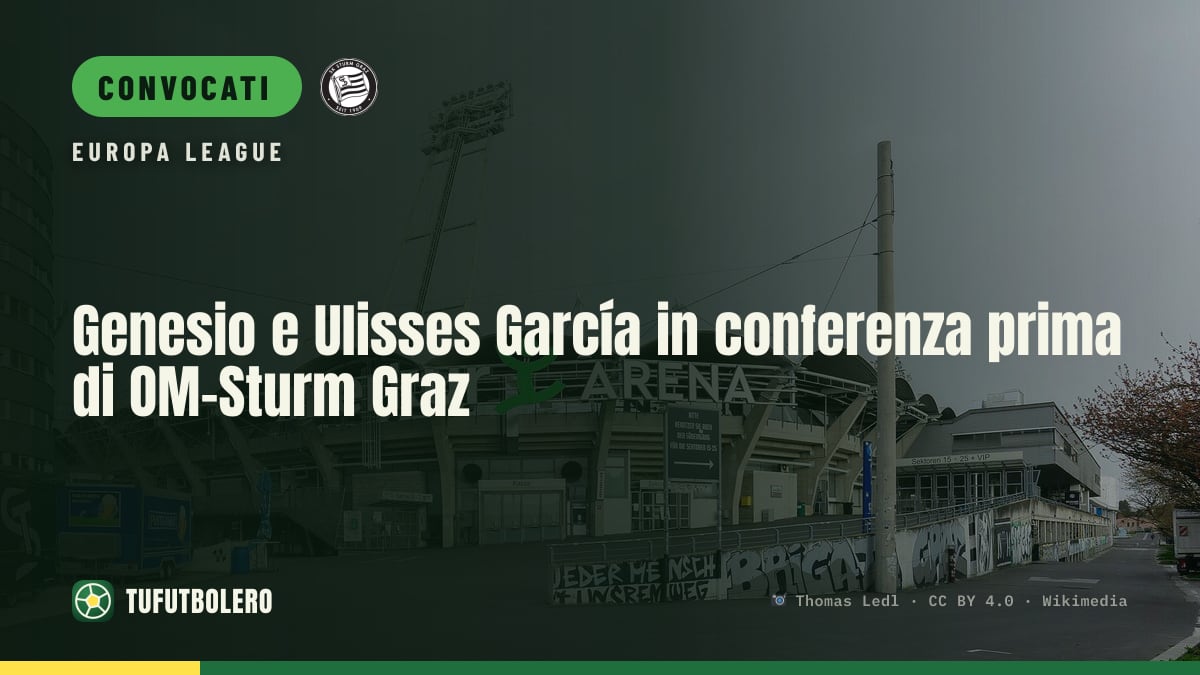 Genesio e Ulisses García in conferenza prima di OM-Sturm Graz