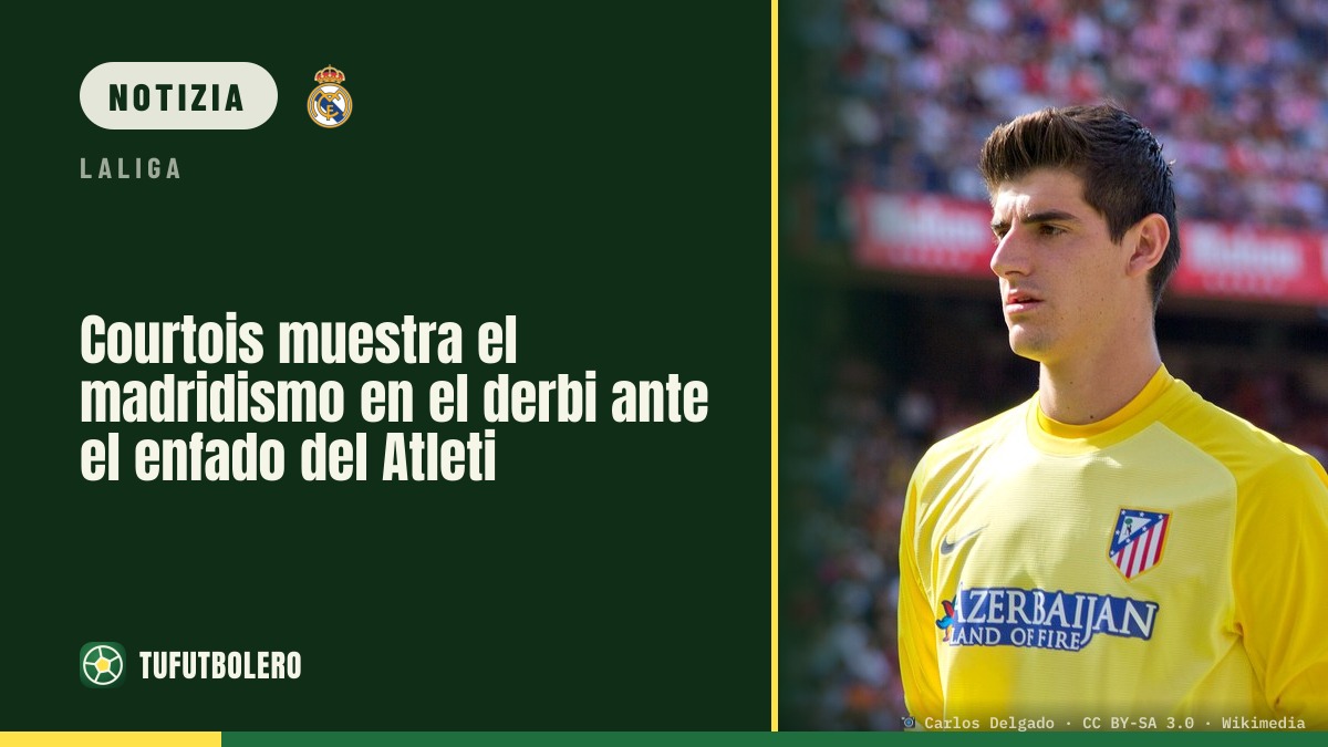 Courtois bacia lo stemma del Real tra i fischi dell’Atlético