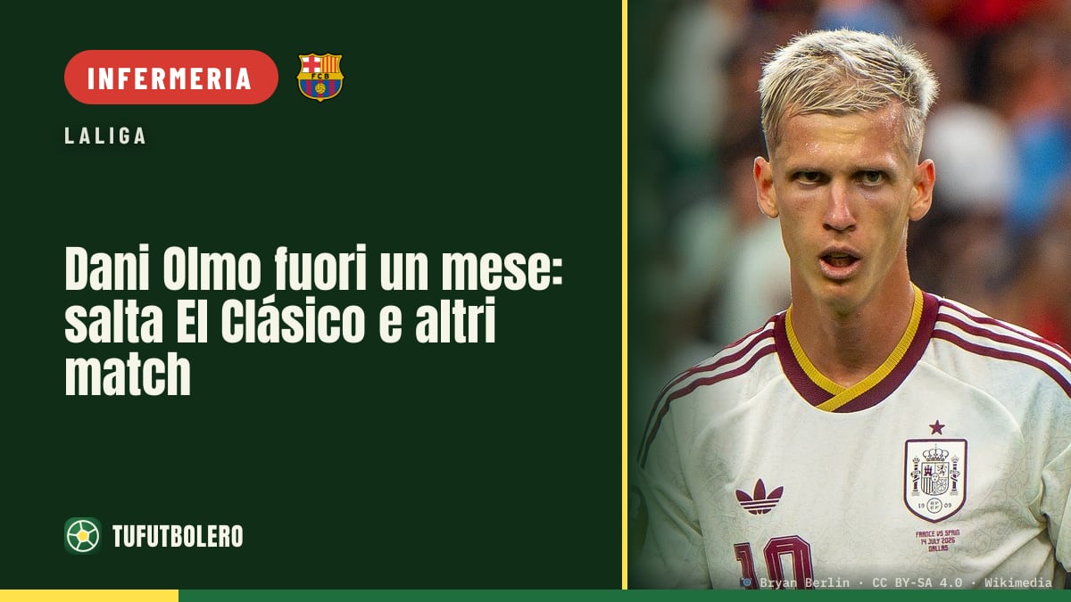 Dani Olmo fuori un mese: salta El Clásico e altri match