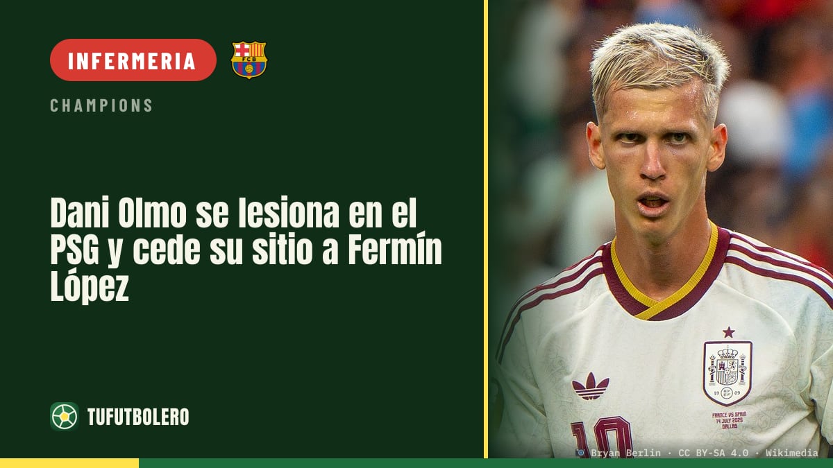 Dani Olmo si infortuna al PSG: al suo posto Fermín López