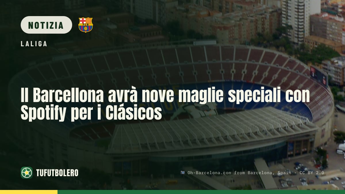 Il Barcellona avrà nove maglie speciali con Spotify per i Clásicos