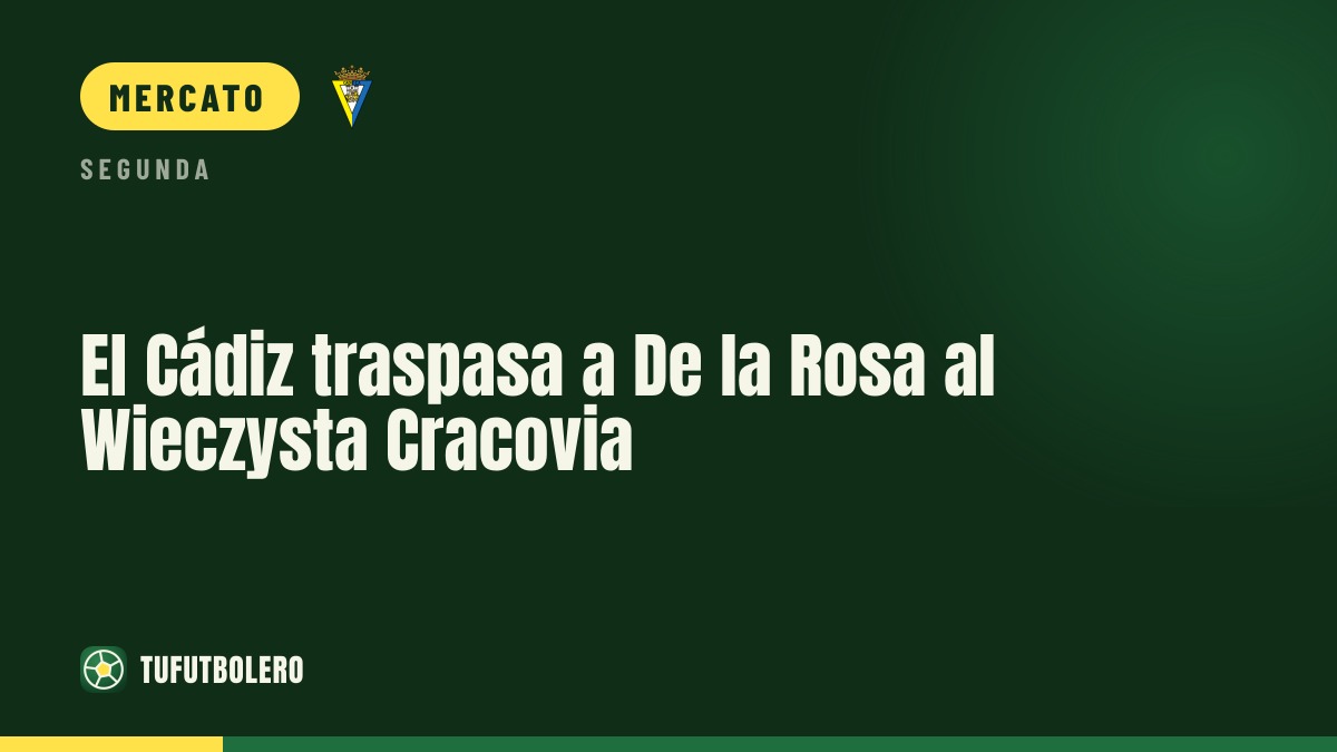 Il Cadice cede De la Rosa al Wieczysta Cracovia