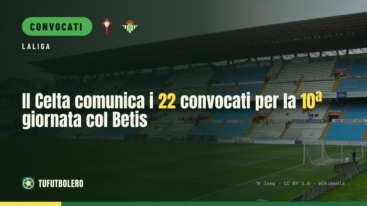 Il Celta comunica i 22 convocati per la 10ª giornata col Betis