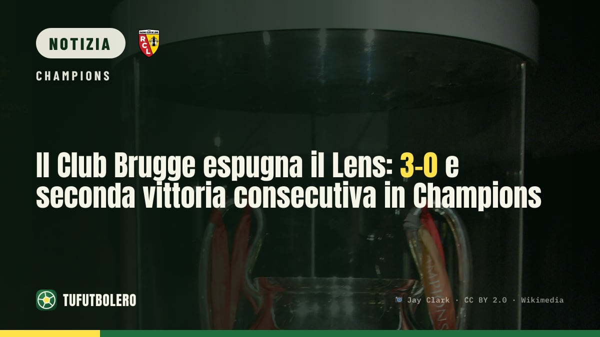 Il Club Brugge espugna il Lens: 3-0 e seconda vittoria consecutiva in Champions