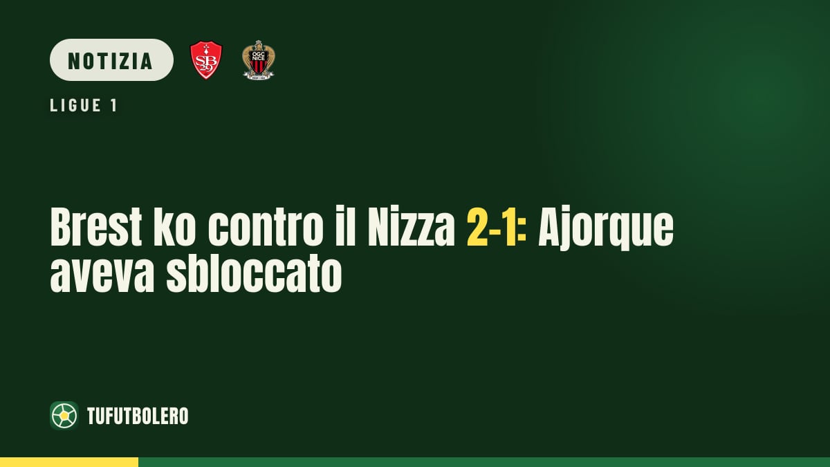 Brest ko contro il Nizza 2-1: Ajorque aveva sbloccato