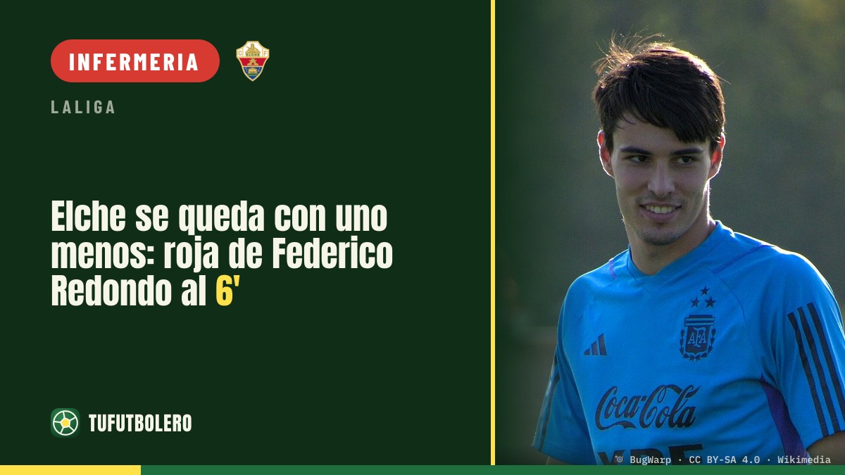 Elche in dieci: espulsione di Federico Redondo al 6'