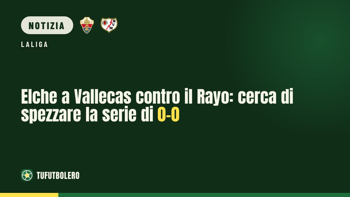 Elche a Vallecas contro il Rayo: cerca di spezzare la serie di 0-0